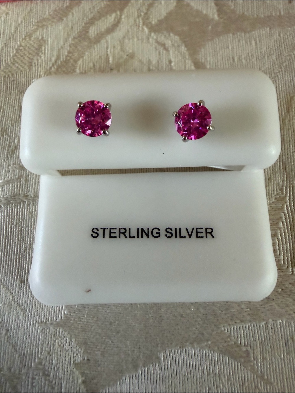 Sterling Silver Pink Moissanite Stud Earrings